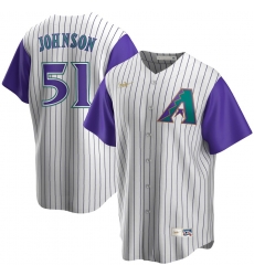 Men Arizona Diamondbacks 51 Randy Johnson Nike Alternate Cooperstown Collection Player MLB Jersey Cream Purple