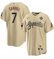 Men Arizona Diamondbacks 7 Corbin Carroll Gold 2023 World Series City Connect Cool Base Stitched Baseball Jersey