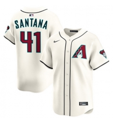 Men Arizona Diamondbacks Nike Home Limited Jersey Cream Santana Carlos 41