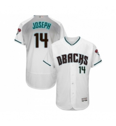 Mens Arizona Diamondbacks 14 Caleb Joseph White Teal Alternate Authentic Collection Flex Base Baseball Jersey