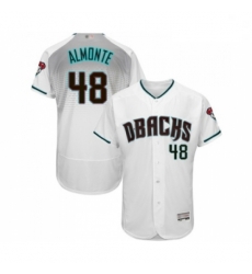 Mens Arizona Diamondbacks 48 Abraham Almonte White Teal Alternate Authentic Collection Flex Base Baseball Jersey