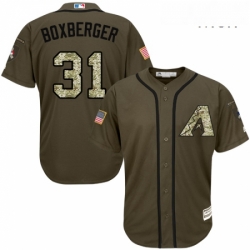 Mens Majestic Arizona Diamondbacks 31 Brad Boxberger Replica Green Salute to Service MLB Jersey 