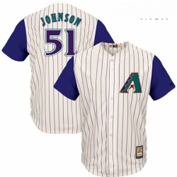 Mens Majestic Arizona Diamondbacks 51 Randy Johnson Authentic Cream Cooperstown Throwback MLB Jersey