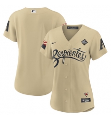 Women Arizona Diamondbacks Blank Gold 2023 World Series City Connect Stitched Baseball Jersey 28Run Small 29