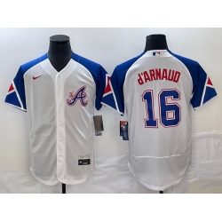 Men Atlanta Braves 16 Travis D 27Arnaud White 2023 City Connect Flex Base Stitched Jersey