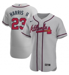 Men Atlanta Braves 23 Michael Harris II Gray Flex Base Stitched Baseball Jersey