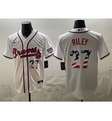 Men Atlanta Braves 27 Austin Riley White USA 250 Fourth of July Home Stadium Stitched Men Atlanta Braves 27 Austin Riley White USA 250 Fourth of July Home Stadium Stitched