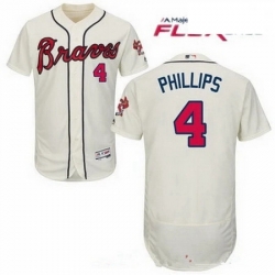 Men Atlanta Braves 4 Brandon Phillips Cream Flex Base Jersey