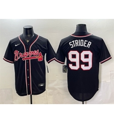 Men Atlanta Braves 99 Spencer Strider 2026 Fashion Replica Black Out Stitched Baseball Jersey Men Atlanta Braves 99 Spencer Strider 2026 Fashion Replica Black Out Stitched Baseball Jersey
