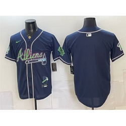 Men Atlanta Braves Blank Navy Galaxy With Outkast Patch Vapor Limited Stitched Baseball Jersey