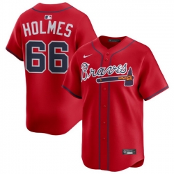 Men Atlanta Braves Nike Alternate Limited Jersey Red Holmes Grant 66