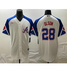 Men's Atlanta Braves #28 Matt Olson Number 2023 City Connect Cool Base Stitched Jersey