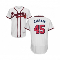 Mens Atlanta Braves 45 Kevin Gausman White Home Flex Base Authentic Collection Baseball Jersey