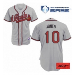 Mens Majestic Atlanta Braves 10 Chipper Jones Authentic Grey Road Cool Base Autographed MLB Jersey