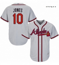 Mens Majestic Atlanta Braves 10 Chipper Jones Replica Grey Road Cool Base MLB Jersey