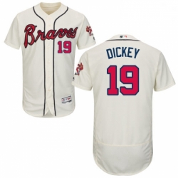 Mens Majestic Atlanta Braves 19 RA Dickey Cream Flexbase Authentic Collection MLB Jersey