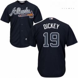 Mens Majestic Atlanta Braves 19 RA Dickey Replica Blue Alternate Road Cool Base MLB Jersey