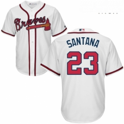 Mens Majestic Atlanta Braves 23 Danny Santana Replica White Home Cool Base MLB Jersey 