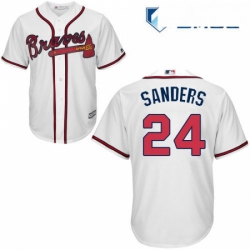 Mens Majestic Atlanta Braves 24 Deion Sanders Replica White Home Cool Base MLB Jersey