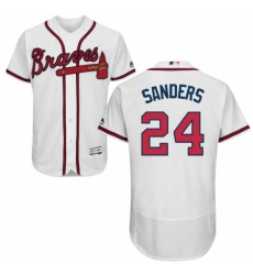 Mens Majestic Atlanta Braves 24 Deion Sanders White Home Flex Base Authentic Collection MLB Jersey