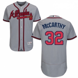 Mens Majestic Atlanta Braves 32 Brandon McCarthy Grey Road Flex Base Authentic Collection MLB Jersey