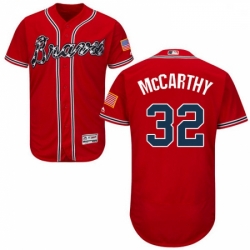 Mens Majestic Atlanta Braves 32 Brandon McCarthy Red Alternate Flex Base Authentic Collection MLB Jersey