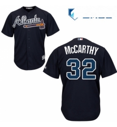 Mens Majestic Atlanta Braves 32 Brandon McCarthy Replica Blue Alternate Road Cool Base MLB Jersey 