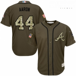 Mens Majestic Atlanta Braves 44 Hank Aaron Authentic Green Salute to Service MLB Jersey