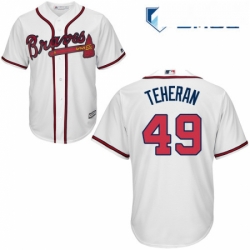 Mens Majestic Atlanta Braves 49 Julio Teheran Replica White Home Cool Base MLB Jersey