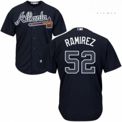 Mens Majestic Atlanta Braves 52 Jose Ramirez Replica Blue Alternate Road Cool Base MLB Jersey 