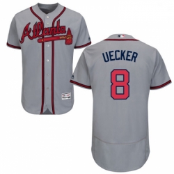 Mens Majestic Atlanta Braves 8 Bob Uecker Grey Road Flex Base Authentic Collection MLB Jersey