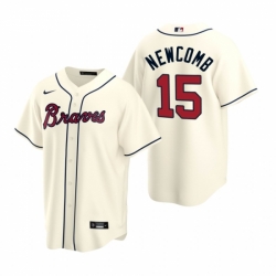 Mens Nike Atlanta Braves 15 Sean Newcomb Cream Alternate Stitched Baseball Jersey