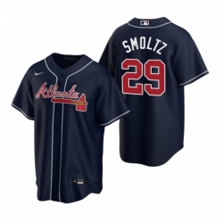 Mens Nike Atlanta Braves 29 John Smoltz Navy Alternate Stitched Baseball Jerse