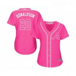 Womens Atlanta Braves 20 Josh Donaldson Replica Pink Fashion Cool Base Baseball Jersey 