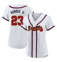 Women's Authentic Michael Harris II Atlanta Braves Gold White 2022 Program Jersey