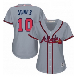 Womens Majestic Atlanta Braves 10 Chipper Jones Authentic Grey Road Cool Base MLB Jersey