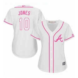 Womens Majestic Atlanta Braves 10 Chipper Jones Replica White Fashion Cool Base MLB Jersey