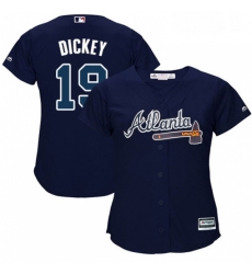 Womens Majestic Atlanta Braves 19 RA Dickey Authentic Blue Alternate Road Cool Base MLB Jersey