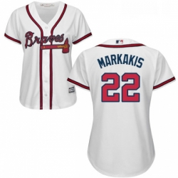 Womens Majestic Atlanta Braves 22 Nick Markakis Authentic White Home Cool Base MLB Jersey