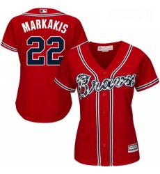 Womens Majestic Atlanta Braves 22 Nick Markakis Replica Red Alternate Cool Base MLB Jersey