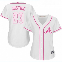 Womens Majestic Atlanta Braves 23 David Justice Replica White Fashion Cool Base MLB Jersey