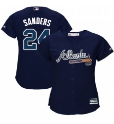 Womens Majestic Atlanta Braves 24 Deion Sanders Authentic Blue Alternate Road Cool Base MLB Jersey