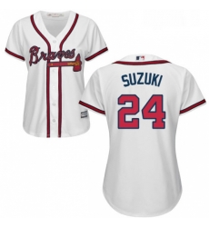 Womens Majestic Atlanta Braves 24 Kurt Suzuki Replica White Home Cool Base MLB Jersey