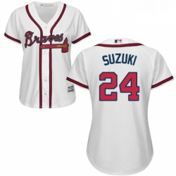 Womens Majestic Atlanta Braves 24 Kurt Suzuki Replica White Home Cool Base MLB Jersey