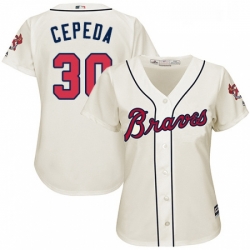 Womens Majestic Atlanta Braves 30 Orlando Cepeda Replica Cream Alternate 2 Cool Base MLB Jersey