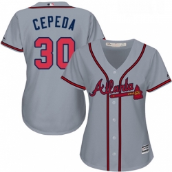 Womens Majestic Atlanta Braves 30 Orlando Cepeda Replica Grey Road Cool Base MLB Jersey