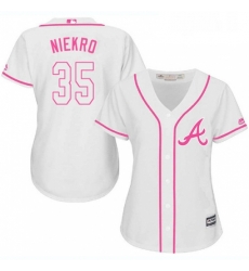 Womens Majestic Atlanta Braves 35 Phil Niekro Replica White Fashion Cool Base MLB Jersey