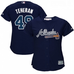 Womens Majestic Atlanta Braves 49 Julio Teheran Replica Blue Alternate Road Cool Base MLB Jersey