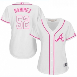 Womens Majestic Atlanta Braves 52 Jose Ramirez Replica White Fashion Cool Base MLB Jersey 