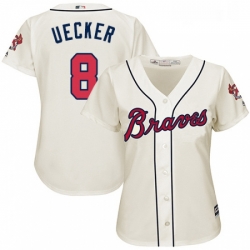 Womens Majestic Atlanta Braves 8 Bob Uecker Authentic Cream Alternate 2 Cool Base MLB Jersey